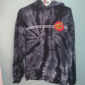 Black tye dye Santa Cruz hoodie